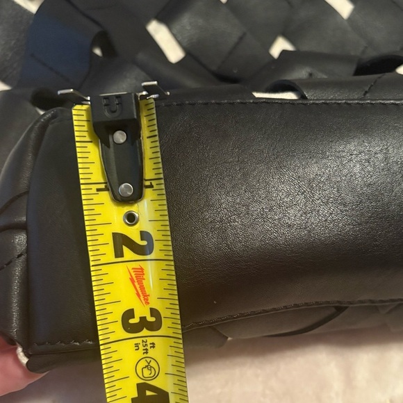 Black Leather and Canvas Woven Tote Bag Medium Career Classic Capsule - Picture 6 of 9